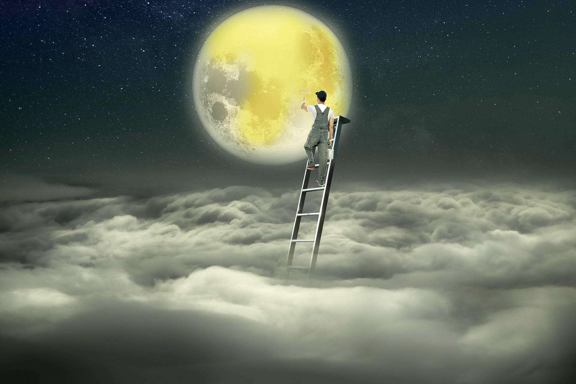 Песня небо и луна слушать. Лестница до Луны. Достать луну с неба. Лунный человек. Достать до Луны.