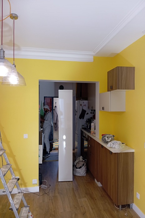 peinture-cuisine-mur-jaune peinture-cuisine-mur-jaune